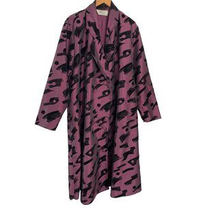 Maralyce Ferree Trench Coat Jacket One Size Purple Abstract Brushstroke Artsy